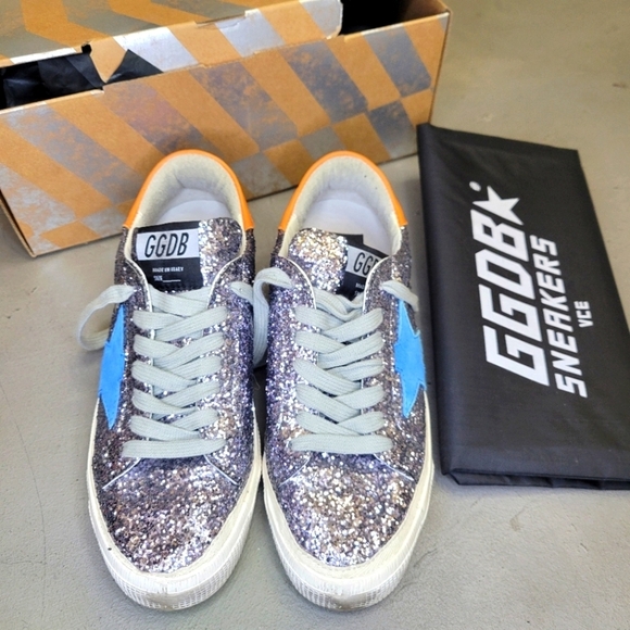 [EUC] Golden Goose Grey Glitter May Sneakers SIZE 37 in box AUTHENTIC - Picture 2 of 11